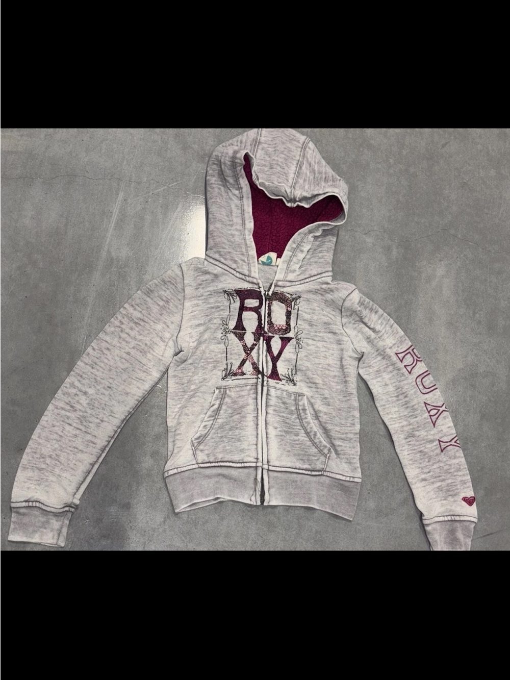 Roxy Girl Vintage Y2K Full Zip Graphic Print Grunge Hoodie woman’s Sz.XS